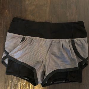 Gray and black lulu lemon athletic shorts